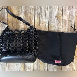 Kate Spade New York "Dorie" Black Leather Bucket Bag